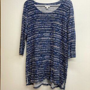J Jill tunic length t-shirt, navy and white, size L